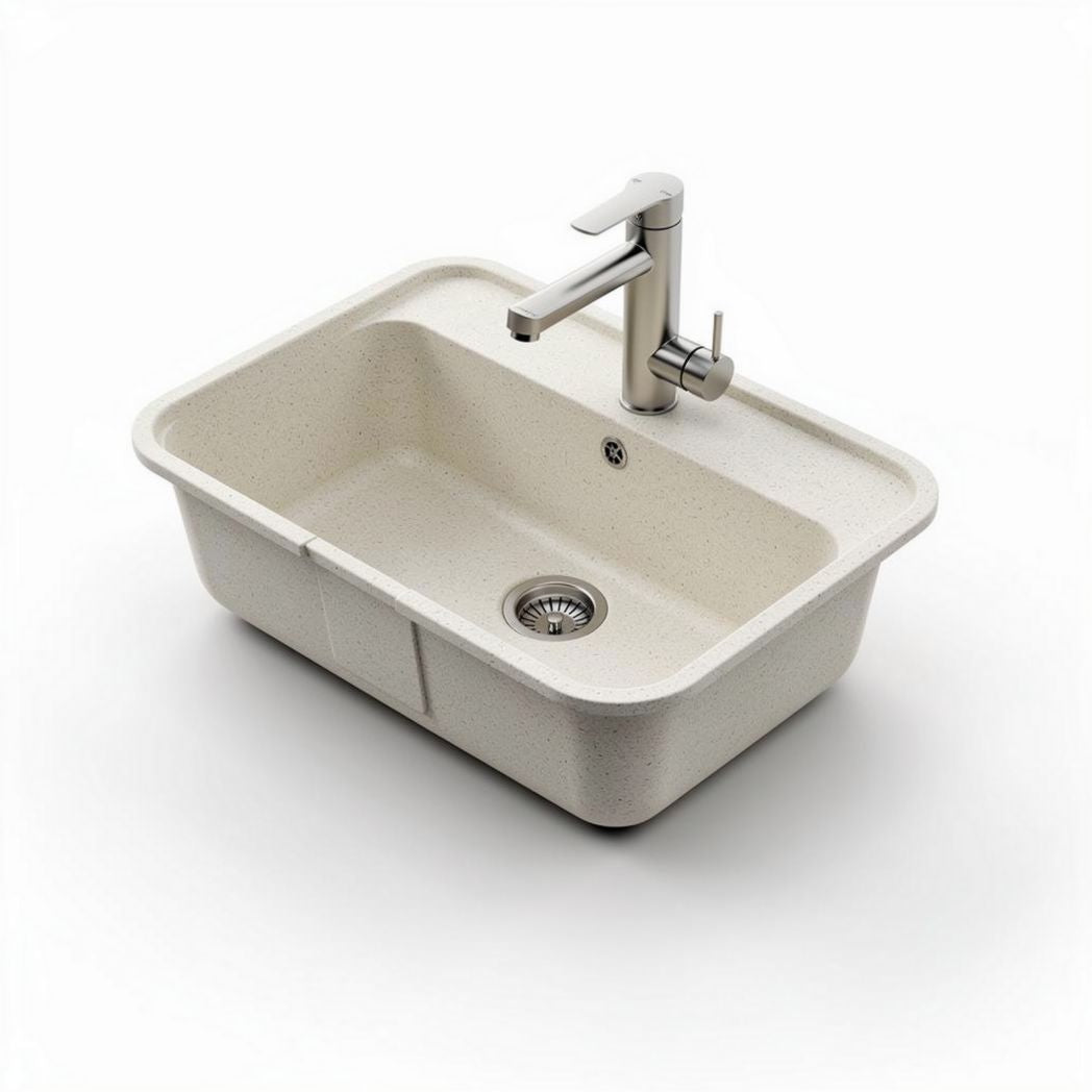 Granite composite kitchen sink with single bowl and elegant design 50 x 40 x 20cm
