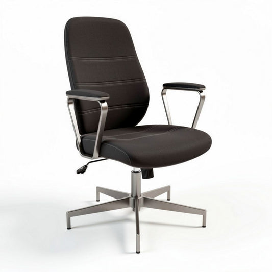 Office chair with adjustable height padded seat and back in black fabric 60 x 60 x 100cm
