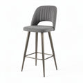 Bar stool with upholstered seat and backrest in gray fabric 45 x 45 x 110cm